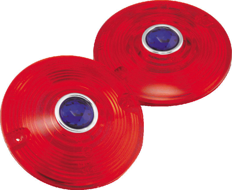 Bikers Choice 86-17 FLH FLT FLST Red Turn Signal Lens With Blue Dot Pr 491262 491262 Photo - Primary