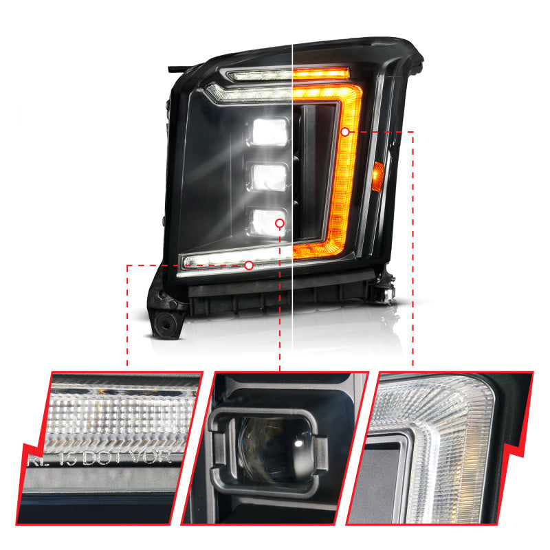 ANZO 15-20 GMC Yukon (Incl XL - Factory Halogen Models) Full LED Proj Headlights Black - Driver Side 111635X-L 111635X-L User 1