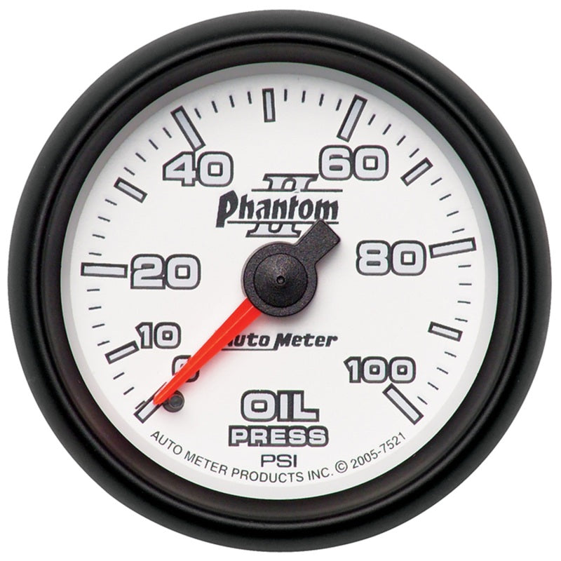 Autometer Gauge, Oil Pressure, 2 1/16", 100Psi, Mechanical, Phantom II 7521 Photo - Primary