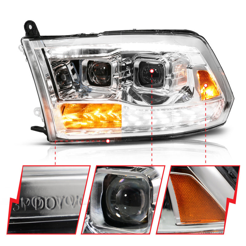 ANZO 09-19 Dodge RAM 1500 / 10-18 2500/3500 LED Proj Headlights SeqSig Chrome - Pair 111627A 111627A User 1