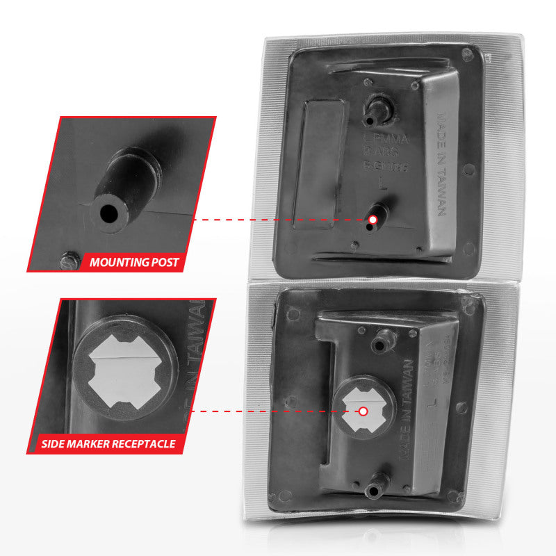 ANZO 1994-1998 Chevrolet Blazer Corner Lights Black Housing Clear Lens w/ Amber Reflector 521042 521042 Photo - Unmounted