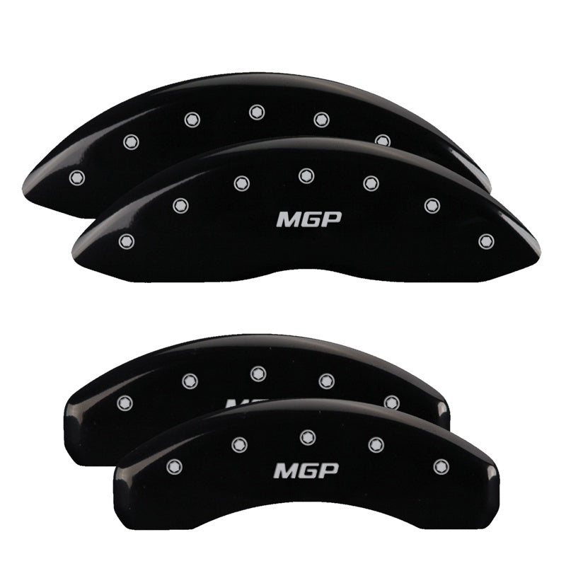 MGP 4 Caliper Covers Engraved Front & Rear MGP Black Powder Coat Finish Silver Characters 56006SMGPBK 56006SMGPBK Photo - Primary