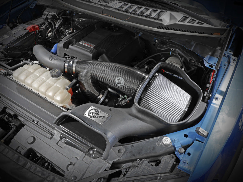 aFe 17-20 Ford F-150/Raptor Track Series Carbon Fiber Cold Air Intake System With Pro DRY S Filters 57-10010D 57-10010D Photo - Mounted