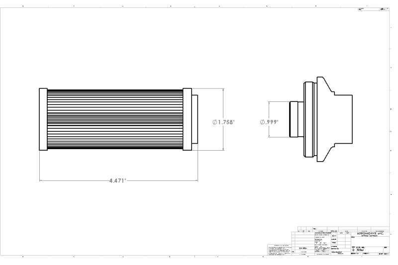Aeromotive 10-m Microglass Element, Filter, In-Line, ORB-12 Port, Nickel-Chrome 12339 Technical Drawing