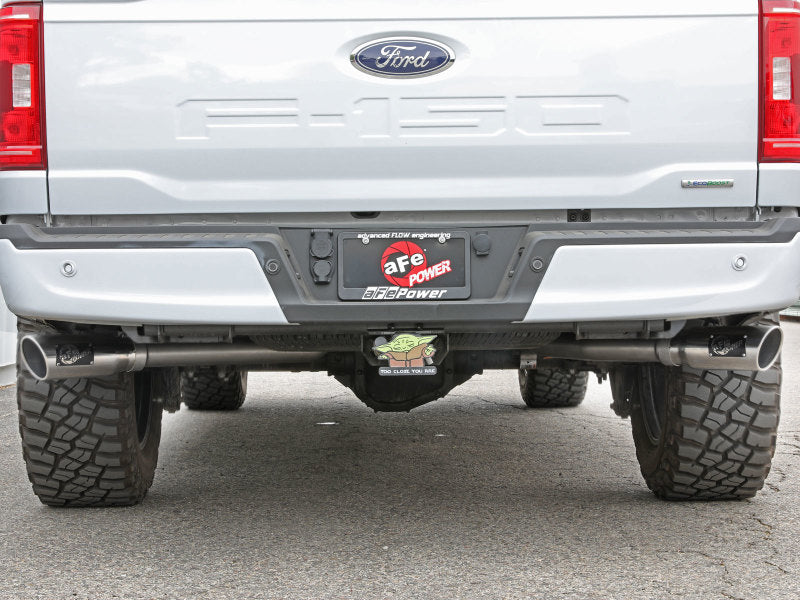 aFe Vulcan 3in 304 SS Cat-Back Exhaust 2021 Ford F-150 V6 2.7L/3.5L (tt)/V8 5.0L w/ Polished Tips 49-33126-P 49-33126-P Photo - Mounted