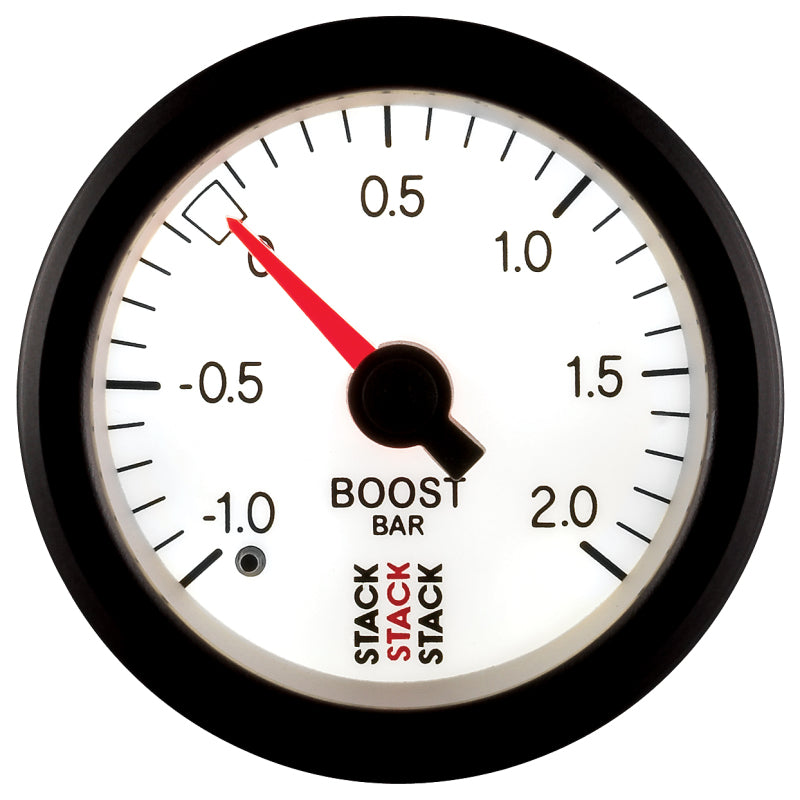 Autometer Stack 52mm -1 to +2 Bar T-Fitting 0.187in Barb (M) Mechanical Boost Pressure Gauge - White ST3161 ST3161 User 4