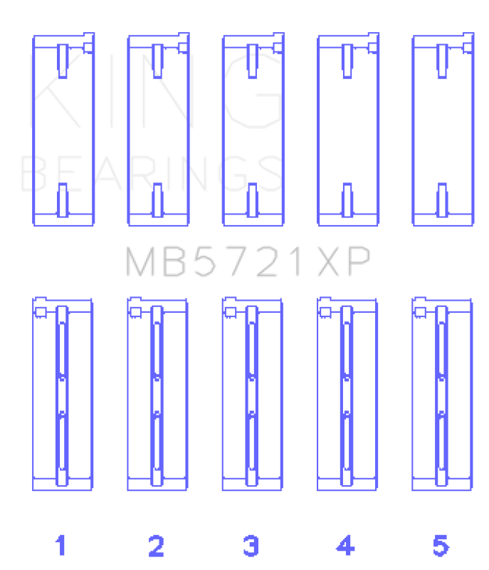 King Engine Bearings King Nissan SR20DET (GTiR) 16V - (Size STD) Performance Main Bearing Set MB5721XP MB5721XP Photo - Primary