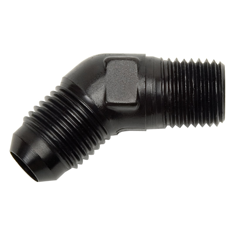 Russell -6 AN 45° Flare to Pipe Adapter (Black Finish) 662393 Photo - Primary