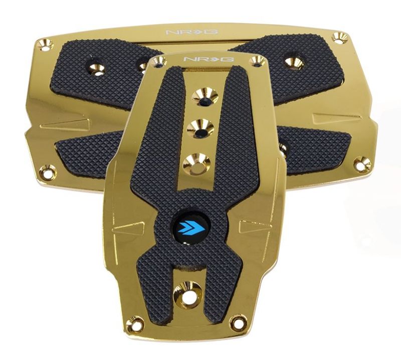 NRG Chrome Gold aliminum sport pedal w/ Black rubber inserts AT PDL-250CG User 1