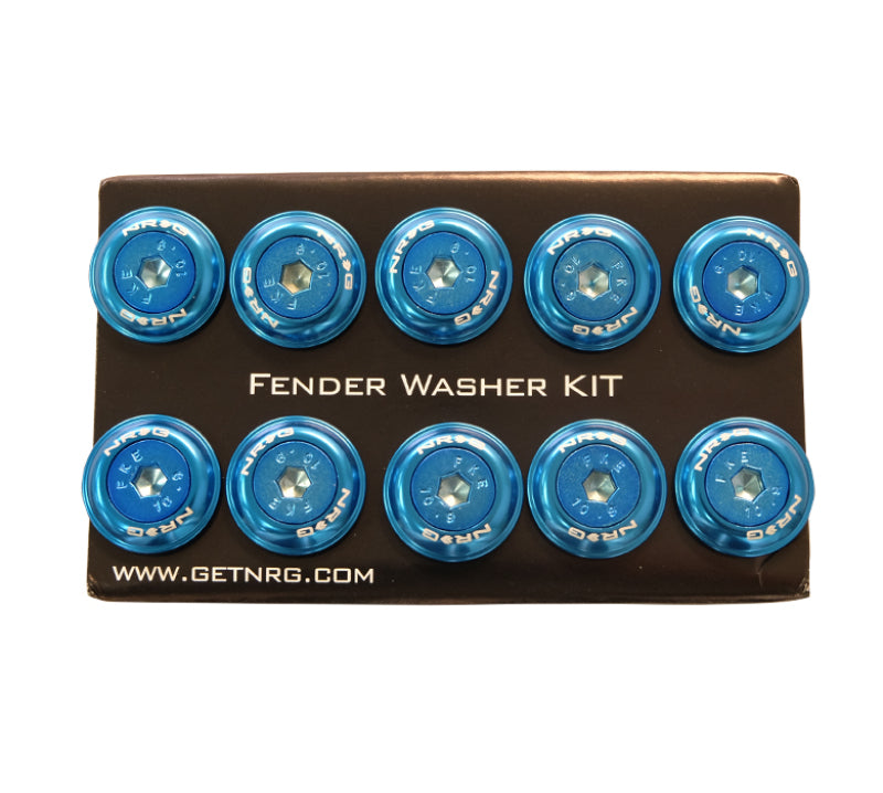 NRG Fender Washer Kit w/Color Matched M6 Bolt Rivets For Plastic (Blue) - Set of 10 FW-150BL FW-150BL Photo - Primary