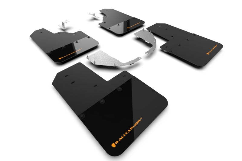 Rally Armor 21-22 Ford Bronco (Steel Bmpr - NO Rptr/Sprt - NO RR/RB) Blk Mud Flap w/Cy Orange Logo MF85-NO-ST-COR MF85-NO-ST-COR Photo - Primary