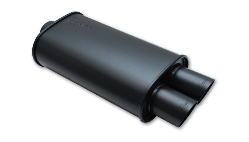 Vibrant FLAT BLACK Oval Muffler with Dual Tips; Inlet ID: 2.50"(63.5mm) 1148 Photo - Primary