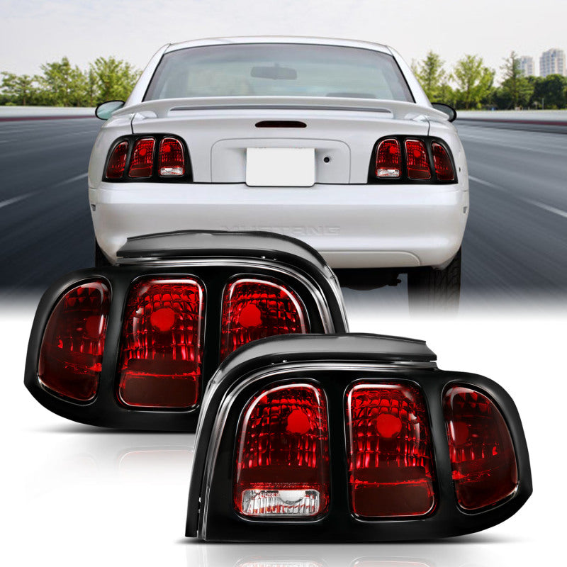 ANZO 1994-1998 Ford Mustang Taillight Dark Red Lens (OE Style) 321350 321350 Photo - Primary
