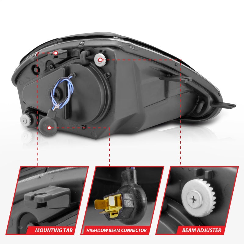 Anzo 2000-2005 Mitsubishi Eclipse Projector Headlights w/ Halo Black 121332 Photo - Unmounted