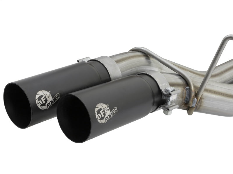 aFe Rebel Series 3in Cat-Back Exhaust System w/ Dual Mid-Side Exit - Black 49-43091-B Photo - Unmounted