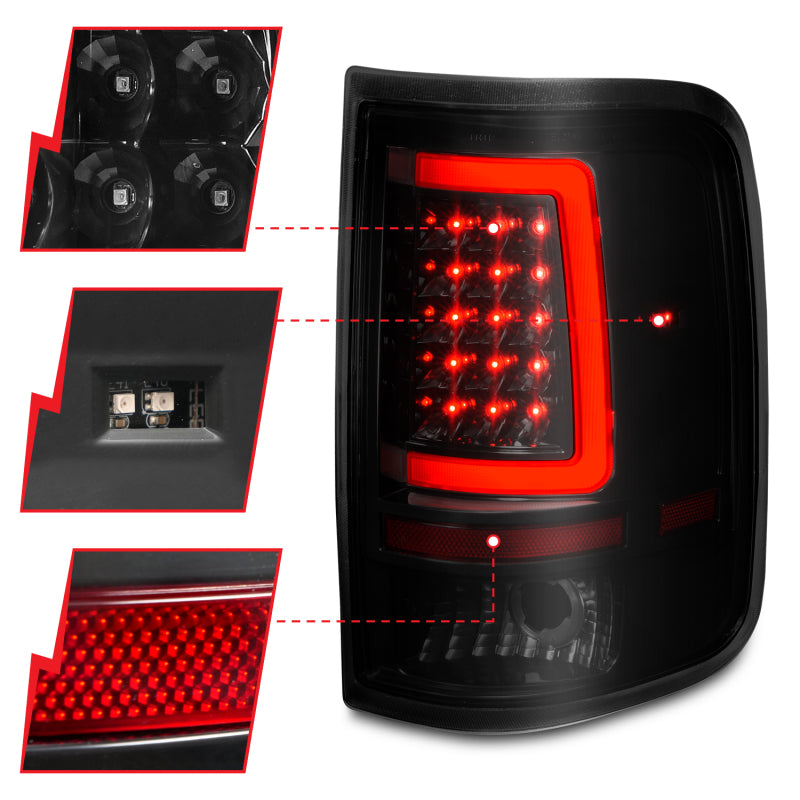 ANZO 2004-2006 Ford F-150 LED Tail Lights w/ Light Bar Black Housing Smoke Lens 311343 311343 Photo - Unmounted