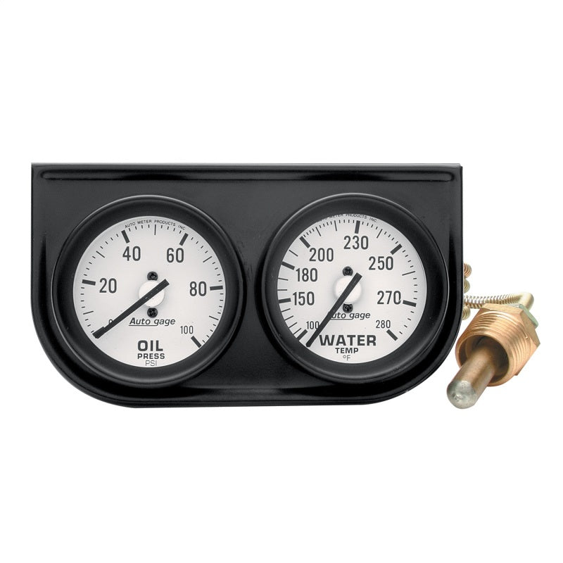 Autometer Gauge Console, Oilp/Wtmp, 2-1/16, 100 Psi/280 °F, Wht Dial, Blk Bzl, 2326 Photo - Primary