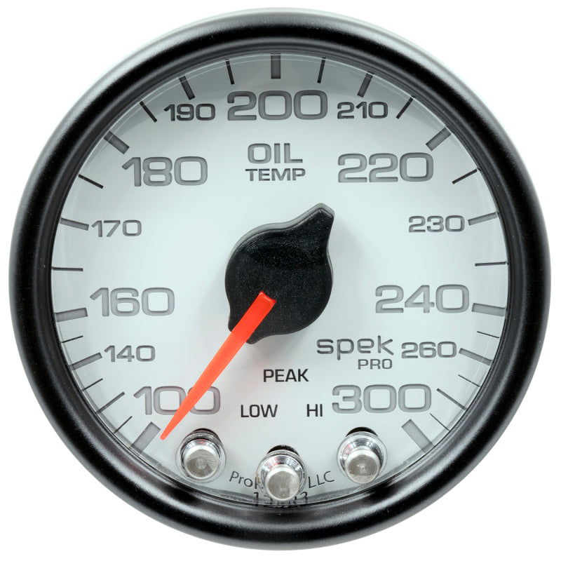 Autometer Spek-Pro Gauge Oil Temp 2 1/16in 300f Stepper Motor W/Peak & Warn Wht/Blk P32212 P32212 User 2