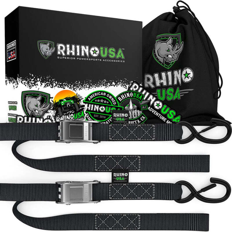 Rhino USA Cambuckle Motorcycle Tiedown Straps 2-Pack (Yellow) 1.5In X 8Ft RNO-CAMSOFT-YLW RNO-CAMSOFT-YLW Photo - Primary