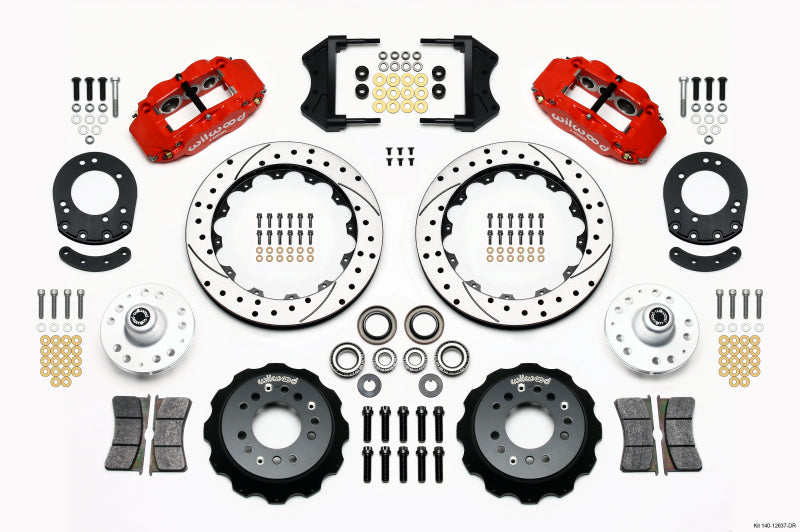 Wilwood FNSL6R Front Hub Kit,12.88",Drill,Red 65-69 Mustang,V8 Drum Spindle 140-12637-DR Photo - Primary