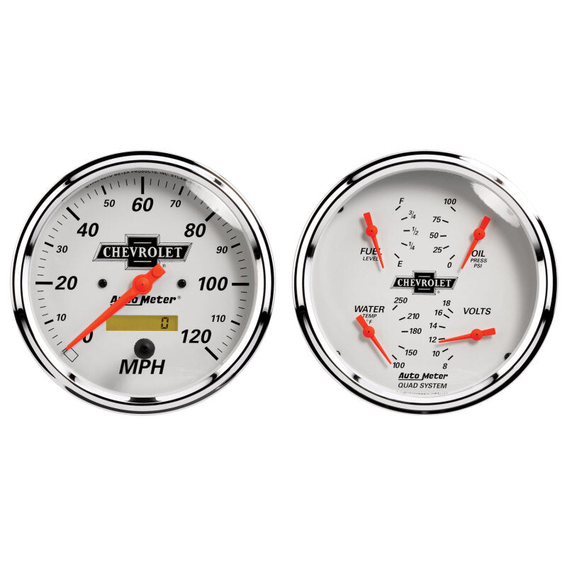 AutoMeter Gauge Kit 2 Pc. Quad & Speedometer 5in. Chevrolet Heritage Bowtie 1303-00408 1303-00408 Photo - Primary