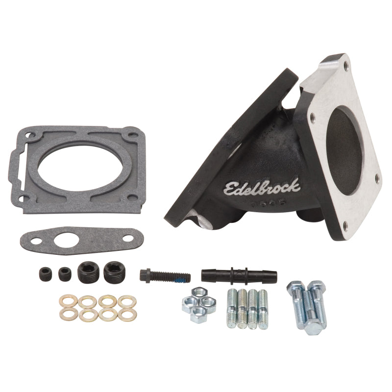 Edelbrock EFI Throttle Body Adaptor (Elbow) Ford Mustang 94-95 w/ Black Mini Texture Powder Coat 38353 38353 Photo - Primary
