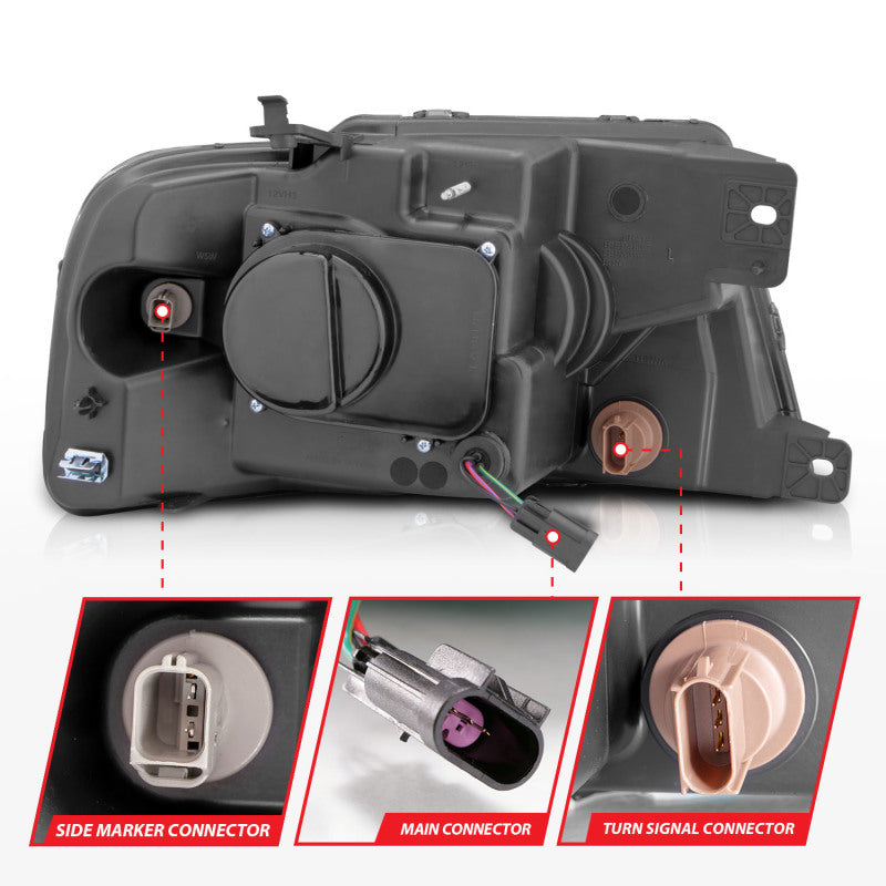 ANZO 2004-2008 Ford F-150 Projector Headlights w/ Light Bar Black Housing 111541 111541 Photo - Unmounted