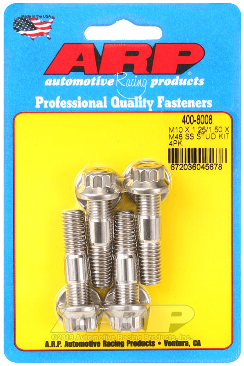 ARP M10 X 1.25/1.50 X 48mm Broached Stud Kit 4pcs 400-8008 Photo - Primary