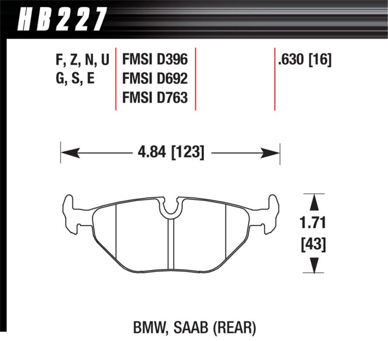 Hawk Performance Hawk 92-95 BMW 318i 1.8L Base Sedan Rear ER-1 Brake Pads HB227D.630 HB227D.630 Photo - Primary