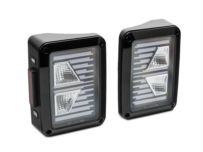 Raxiom 07-18 Jeep Wrangler JK Axial Series Vision LED Tail Lights- Blk Housing (Clear Lens) J130809 J130809 Photo - Close Up
