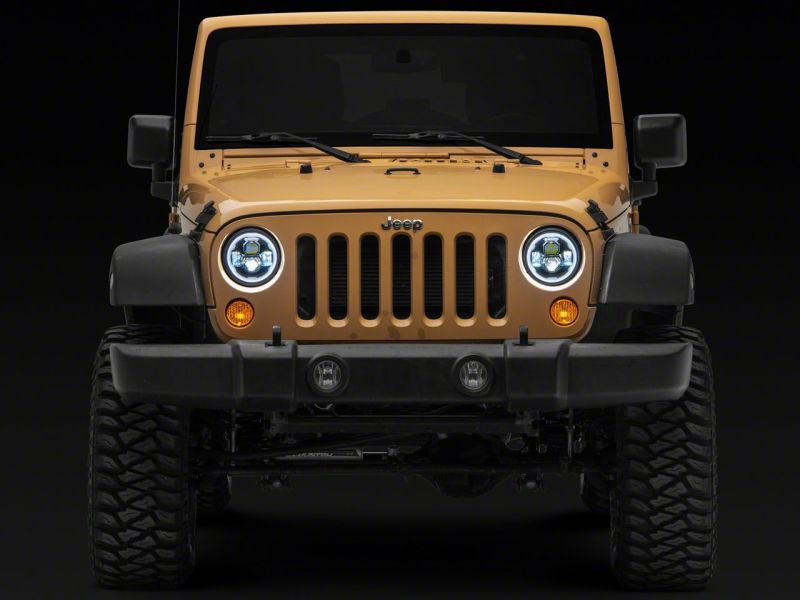 Raxiom 07-18 Jeep Wrangler JK Axial 7-In LED Headlights w/ DRL Turn Signals- Blk Housing (Clear) J173078 J173078 Photo - Close Up