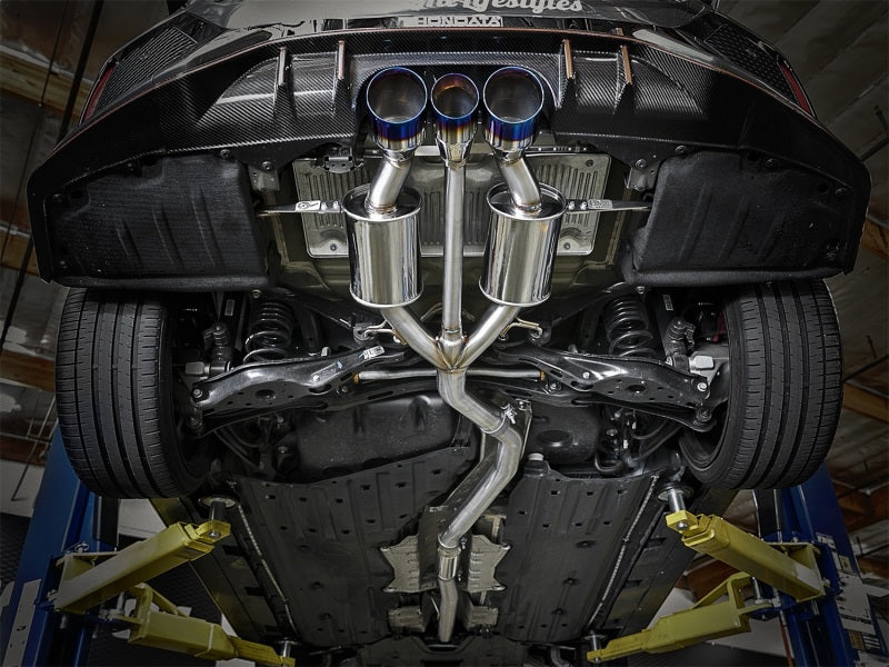 aFe Takeda 3" 304 SS Cat-Back Exhaust w/ Blue Flame Tips 17-18 Honda Civic 49-36616-L Photo - Mounted