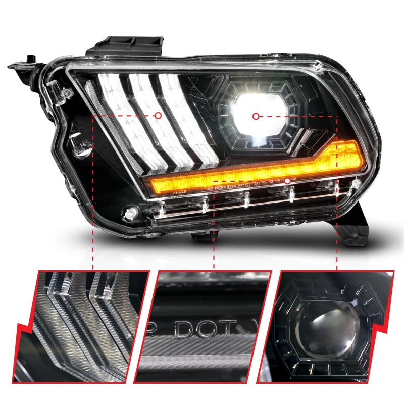 ANZO 10-14 Ford Mustang LED Projector Headlights w/Sequential Light Tube (NON HID Compatible) 121577 121577 Photo - Unmounted