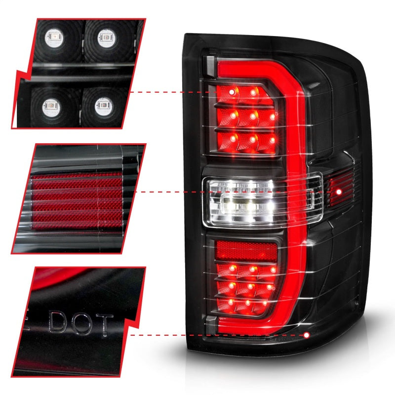 ANZO 14-18 GMC Sierra 1500 Full LED Taillights Black Housing Clear Lens (w/C Light Bars) 311464 311464 Photo - Unmounted