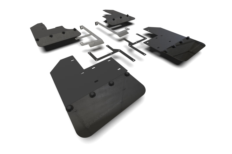 Rally Armor 19-23 Jeep JT Gladiator Mojave/Rubicon Black Mud Flap w/ Metallic Black Logo MF104-BLK-MBK MF104-BLK-MBK Photo - Primary