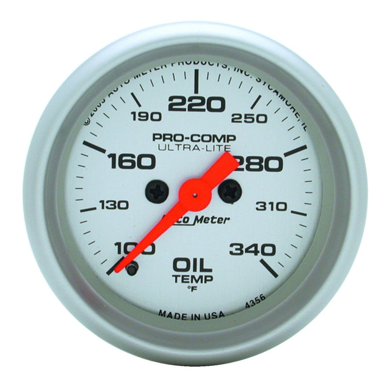 AutoMeter Ultra-Lite 52mm 100-340 degree F Full Sweep Electronic Oil Temperature Gauge 4356 4356 Photo - Primary