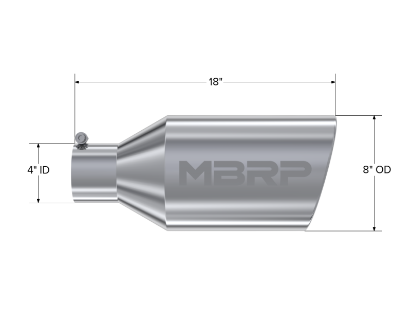MBRP Tip 8in O.D. Rolled End 4in Inlet 18in Length MBRT5128 T5128 Photo - Close Up