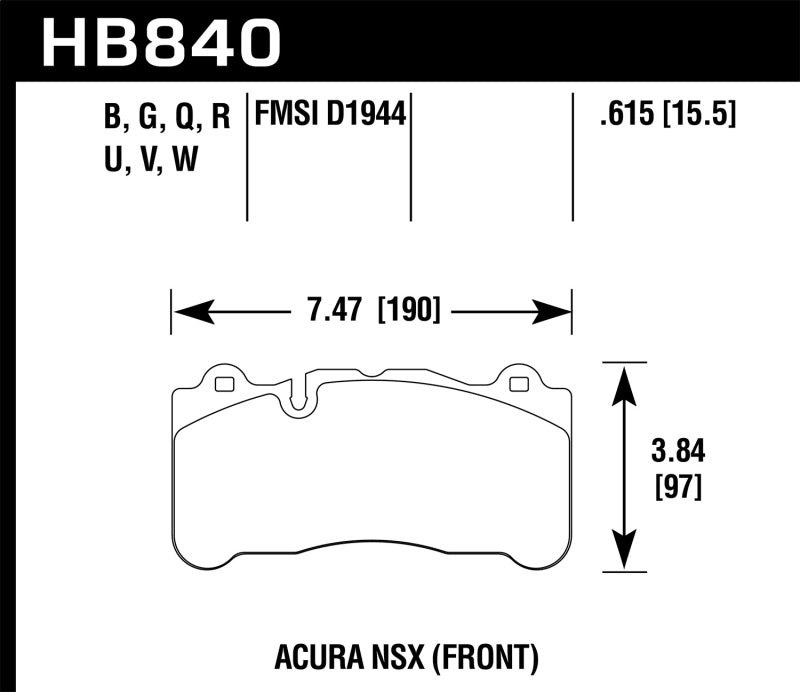 Hawk 2017 Acura NSX DTC-60 Street Front Brake Pads HB840G.615 HB840G.615 Photo - Primary