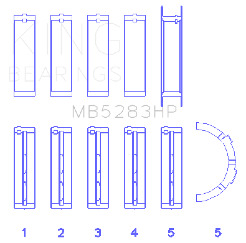 King Bearings Crankshaft Main Bearings, FORD V8, 4.6L DOHC/SOHC 24v MB5283HP Photo - Primary