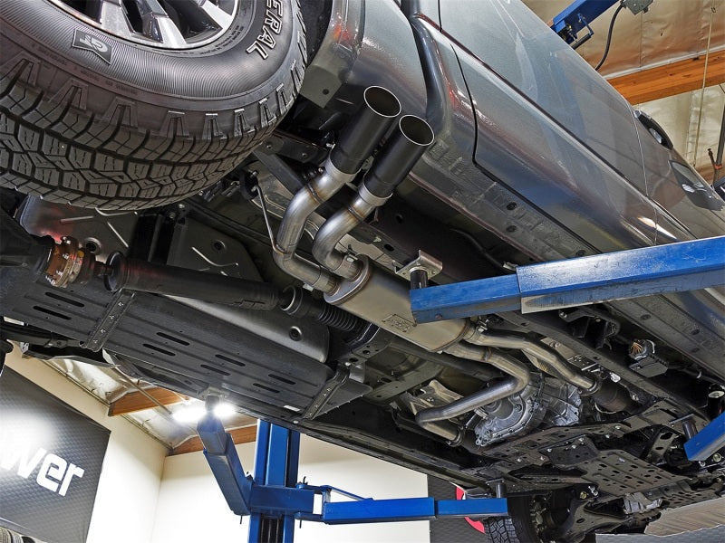 aFe Rebel Series 2-1/2" Cat-Back Exhaust System w/ Black Tip Nissan Titan 49-46126-B Photo - Mounted