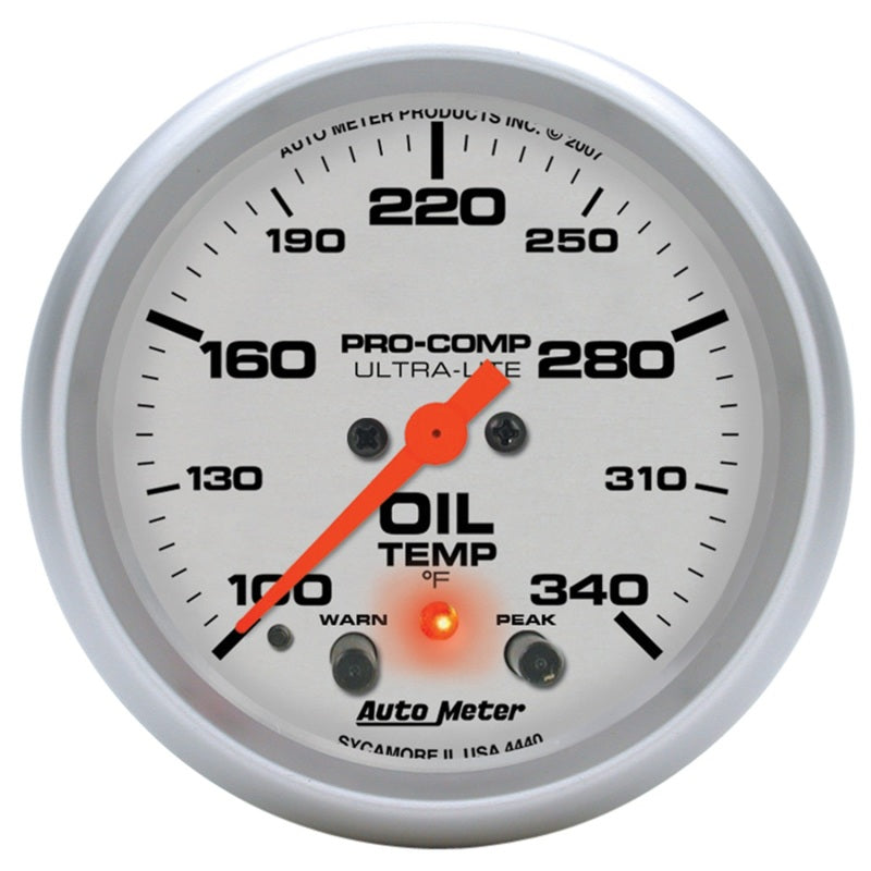 Autometer Gauge, Oil Temp, 2 5/8", 140-340 Deg. F, Stepper Motor w/Peak & Warn 4440 Photo - Primary