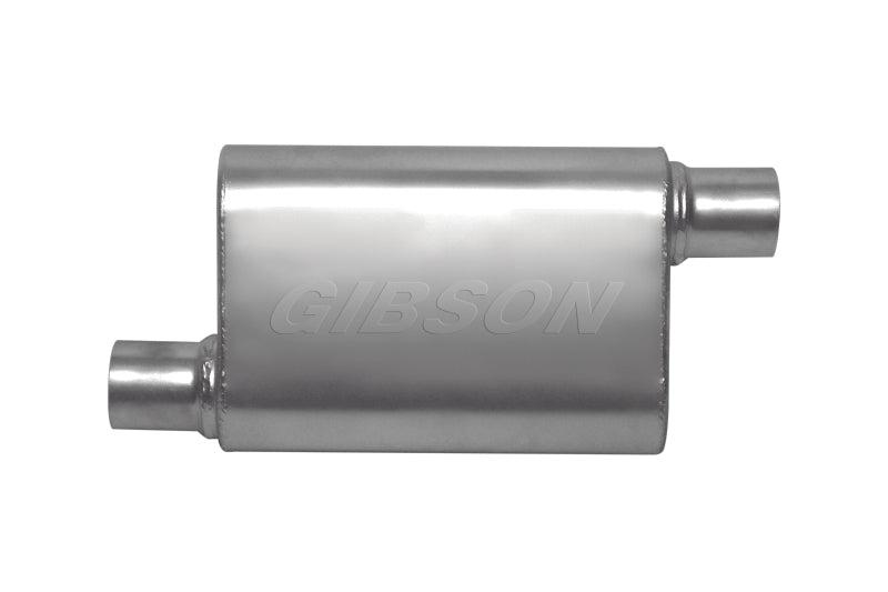 Gibson CFT Superflow Offset/Offset Oval Muffler - 4x9x18in/2.5in Inlet/2.5in Outlet - Stainless 55172S 55172S Photo - Primary
