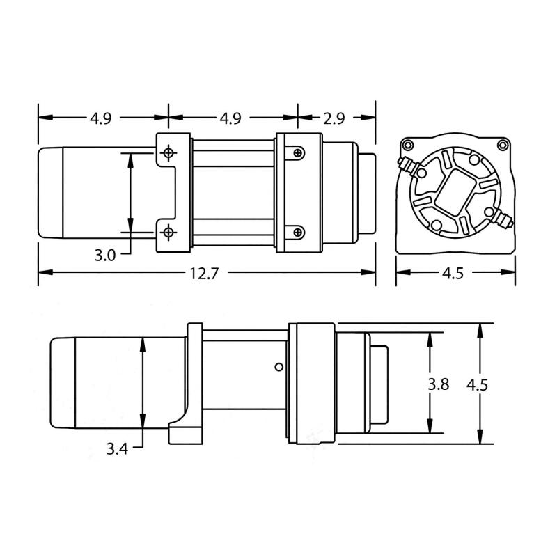 Superwinch 3500 LBS 12V DC 7/32 in x 32 ft Steel Rope Terra 3500 Winch - Gray Wrinkle 1135260 1135260 Line Art