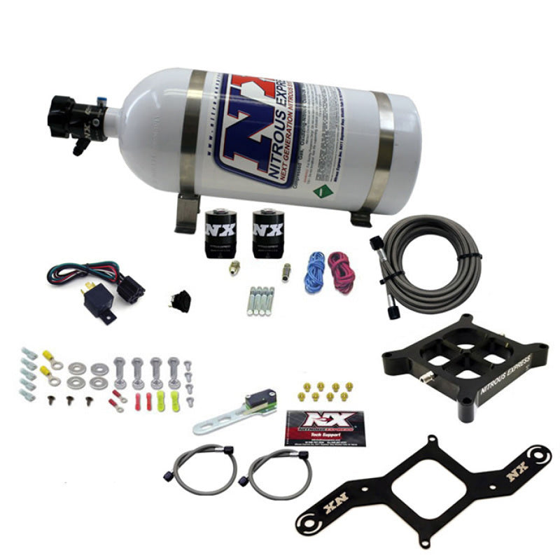 Nitrous Express 4150 Single Entry Billet Crossbar Nitrous Plate Kit (50-300HP) w/10lb Bottle 63040-10 63040-10 Photo - Primary