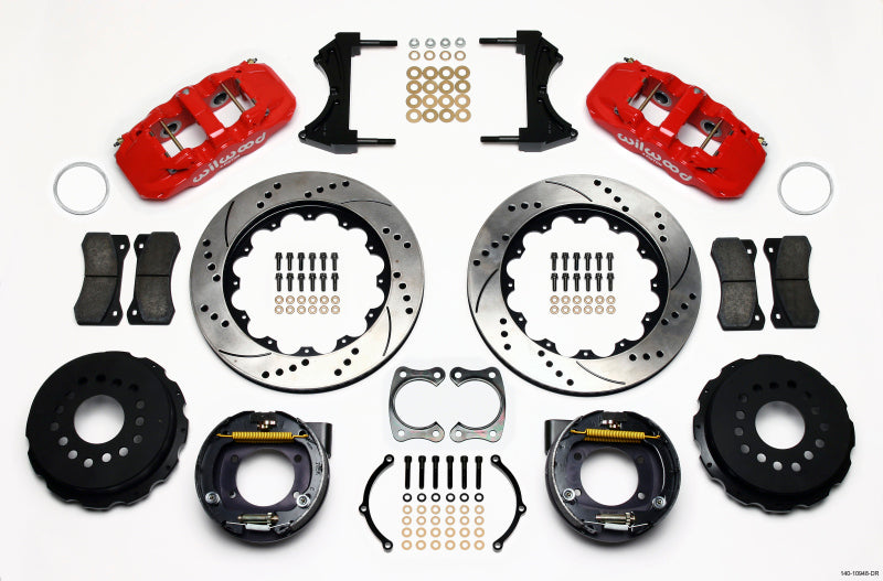 Wilwood AERO4 Rear P-Brake Kit 14.00" Drill Red Big Ford 2.50" O 140-10948-DR Photo - Primary
