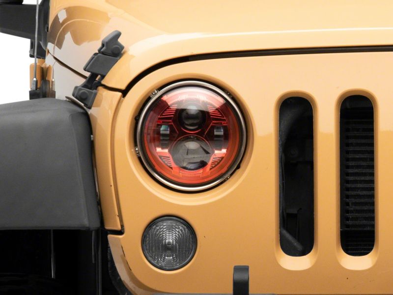Raxiom 07-18 Jeep Wrangler JK 7-In LED Headlights- Red Housing- Clear Lens J154701 J154701 Photo - Close Up