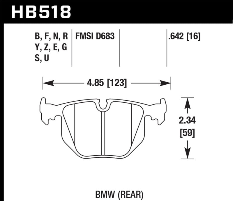 Hawk Ceramic Brake Pads Rear BMW 330Ci Base 2001-2006 HB518Z.642 Photo - Primary