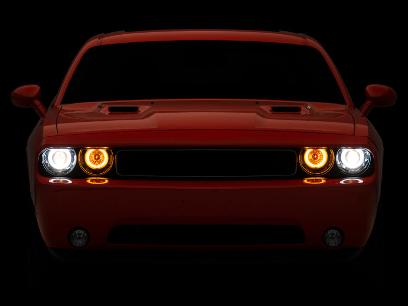 Raxiom 08-14 Dodge Challenger Dual LED Halo Projector Headlights- Black Housing (Clear Lens) CH3684 CH3684 Photo - Close Up