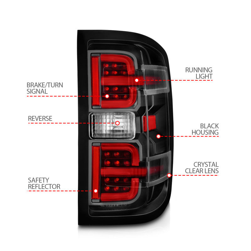 ANZO 15-19 Chevy Silverado 2500HD/3500HD (Halgn Only) LED Tail Lights w/Black Light Bar & Clear Lens 311425 311425 User 3