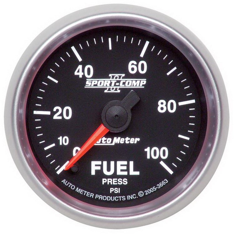 AutoMeter Sport-Comp II 52mm 0-100 PSI Full Sweep Electronic Fuel Pressure Gauge 3663 3663 Photo - Primary